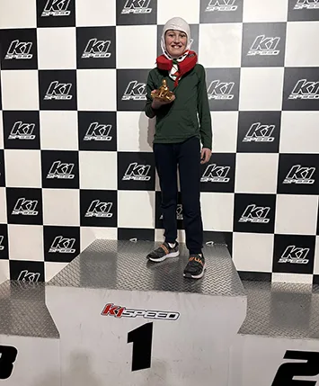 Jason Wiggam's son at kart league