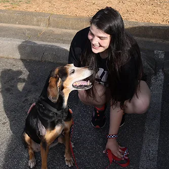 Taylor Gray with LifeLine Animal Project adoptee
